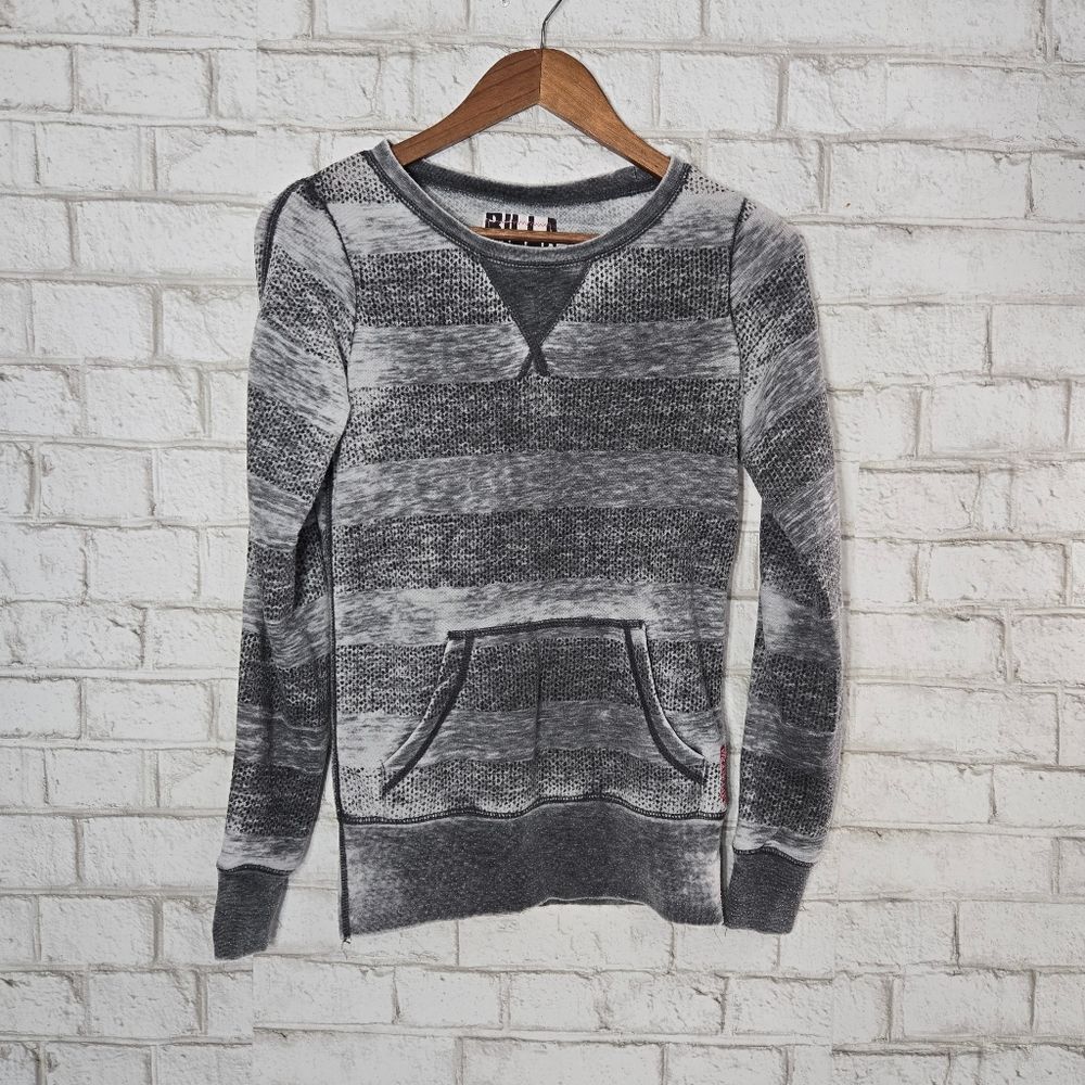 Billabong Women's Striped Gray Long Sleeve Top